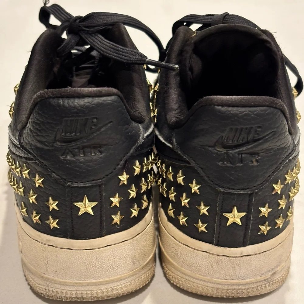 Nike Air Force 1 07 XX GOLD Low Star Studded Black & White Sneakers - Women’s 7 - Picture 6 of 14